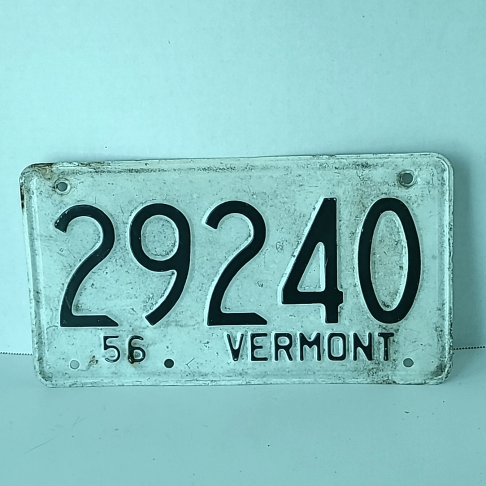 Vintage 1956 Vermont metal license plate